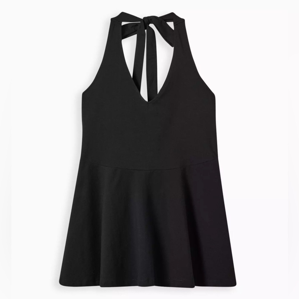 Torrid Foxy Halter Neck Peplum Top Retro Black Plus Size 5X/28W Summer/Vacation - Picture 5 of 5